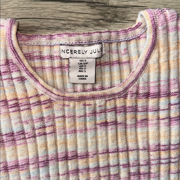Sincerely Jules Pastel Plaid Knit crop Top sweater women’s size small - Picture 5 of 8